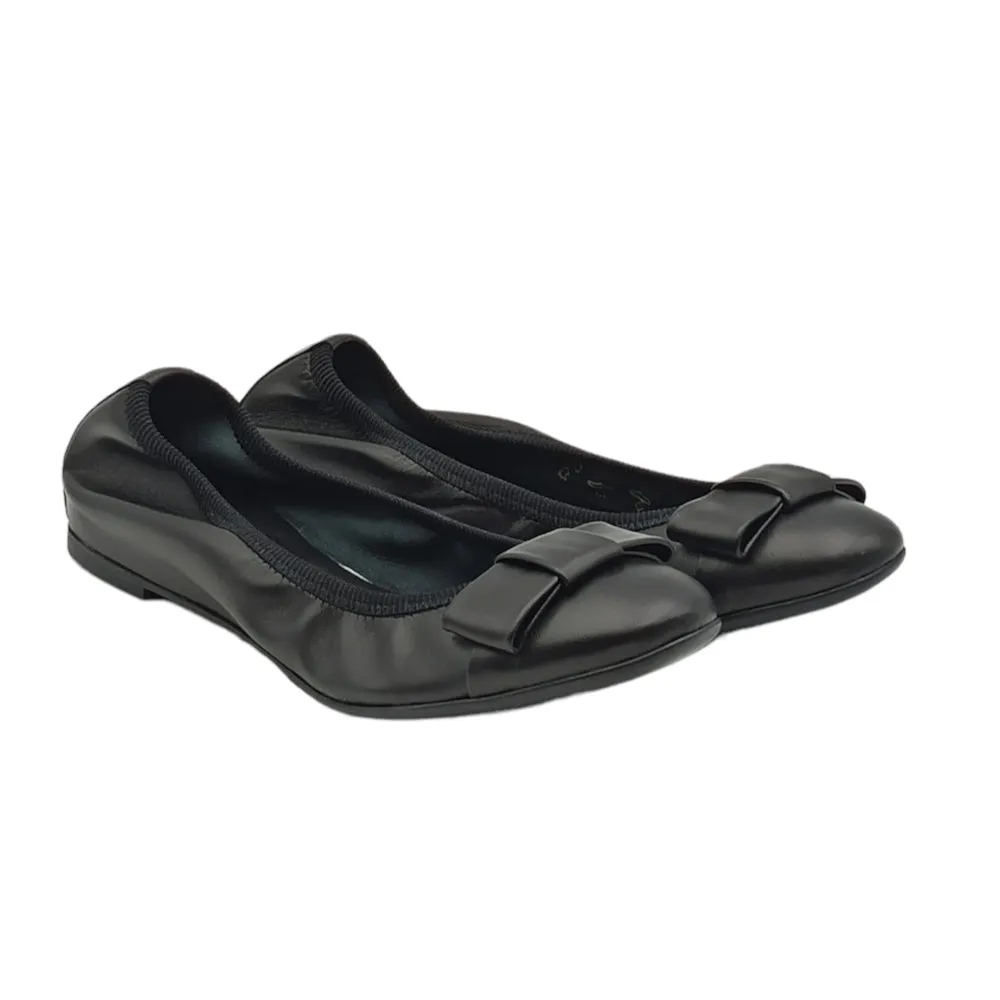 Ballerina donna pelle Frau 70P2 con fiocco nero impero