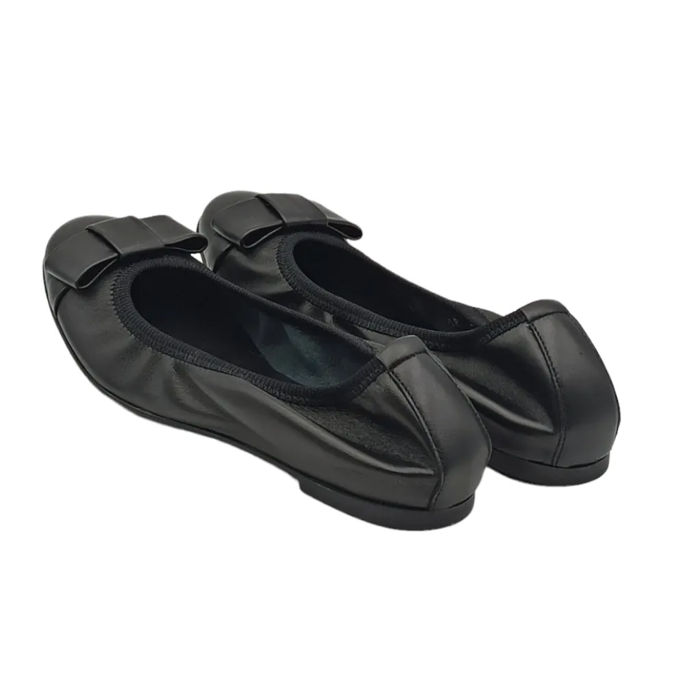 Ballerina donna pelle Frau 70P2 con fiocco nero impero