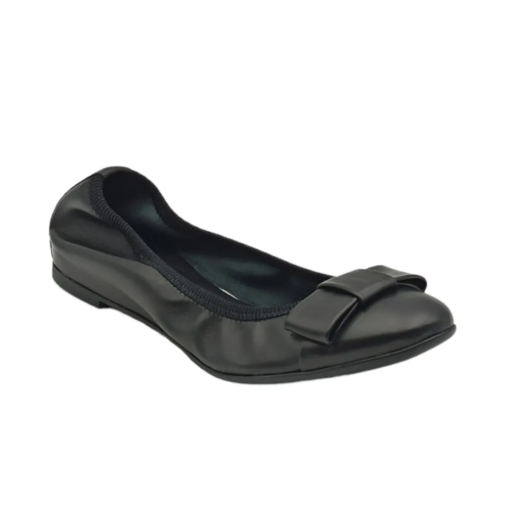 Ballerina donna pelle Frau 70P2 con fiocco nero impero