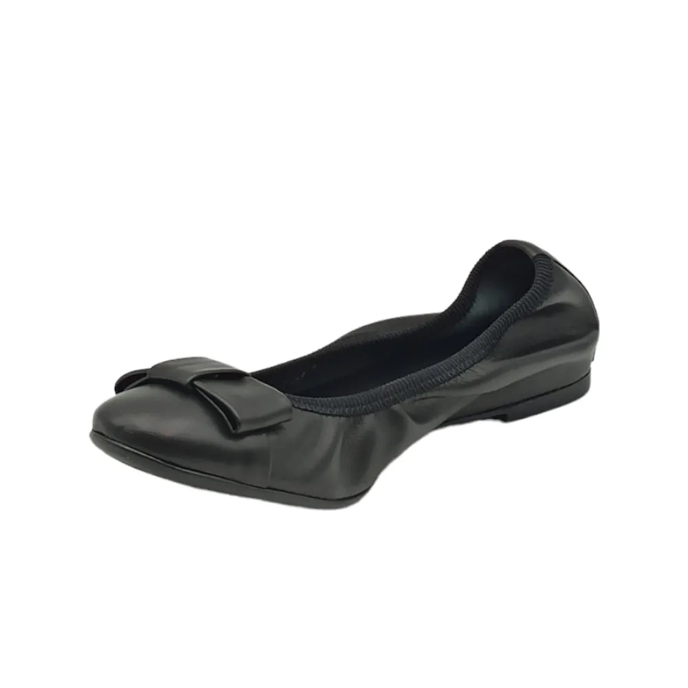 Ballerina donna pelle Frau 70P2 con fiocco nero impero