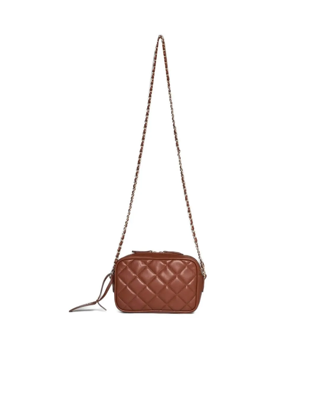 Camera bag in ecopelle trapuntata a rombi rossa CUOIO