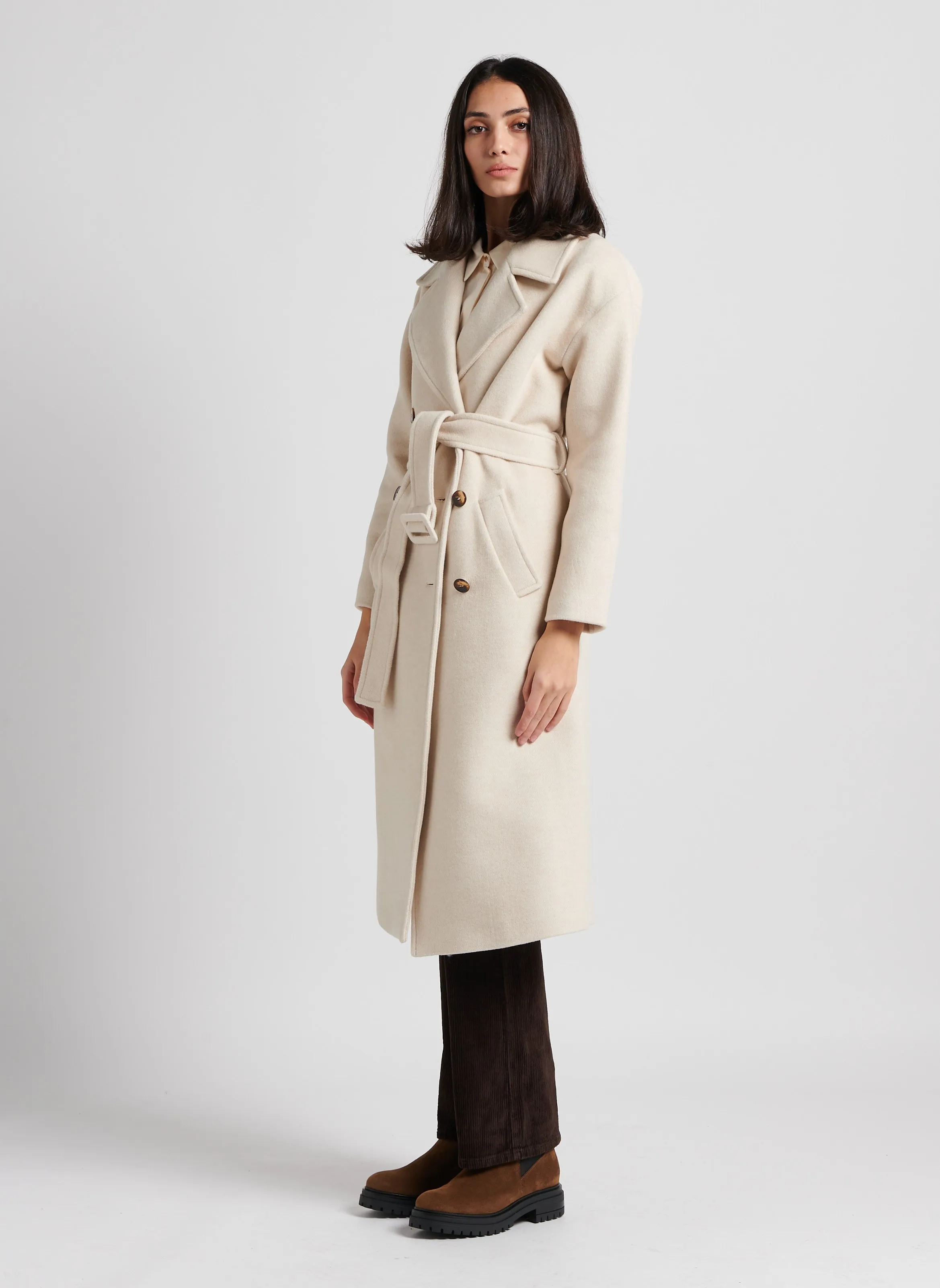  MAISON 123   MATIS - Cappotto con revers in misto lana | Bianco